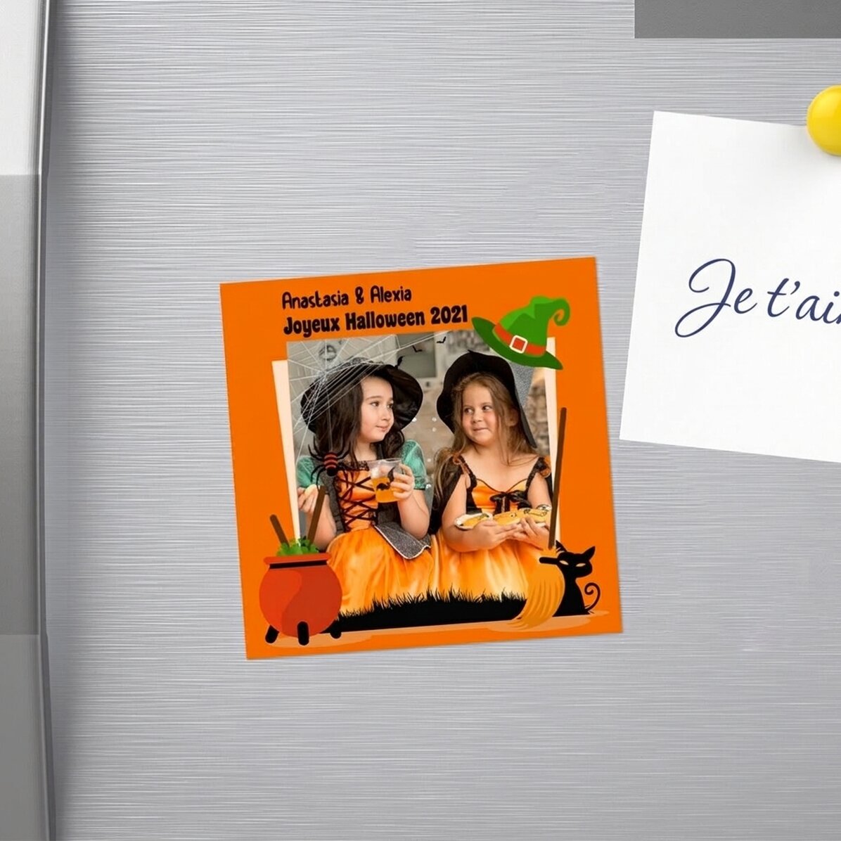 Aimant 10 x 10 personnalisé avec une photo et un texte - Halloween