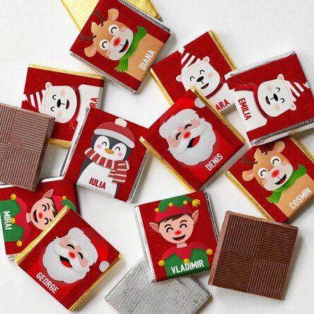 Lot de 10 mini-chocolats personnalisés avec un prénom - Merry Christmas