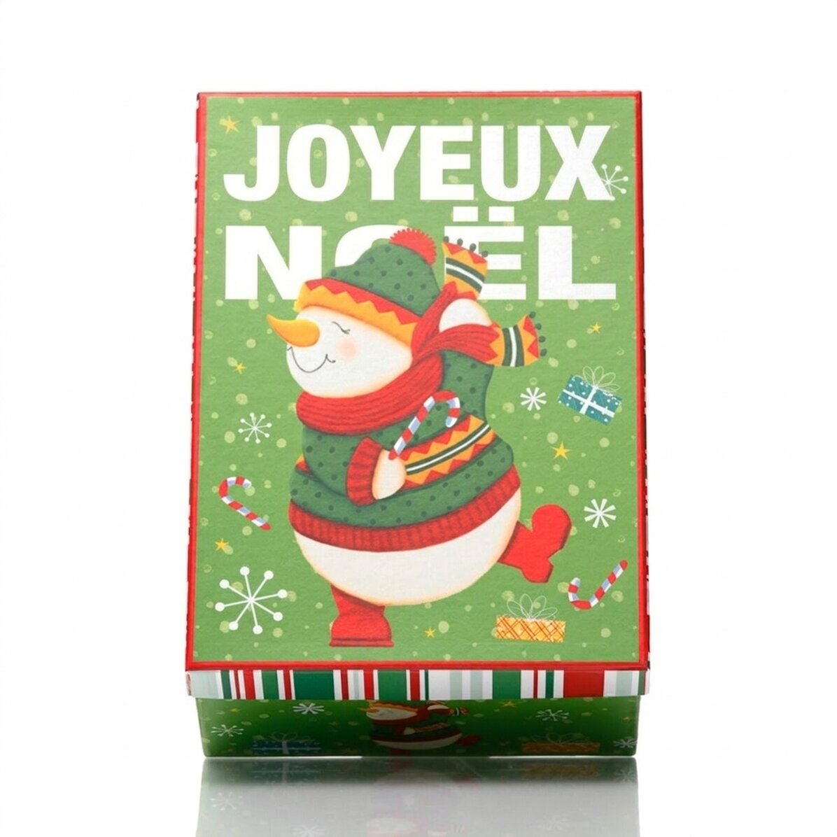 Coffret cadeau de Noël vert - modèle bonhomme de neige