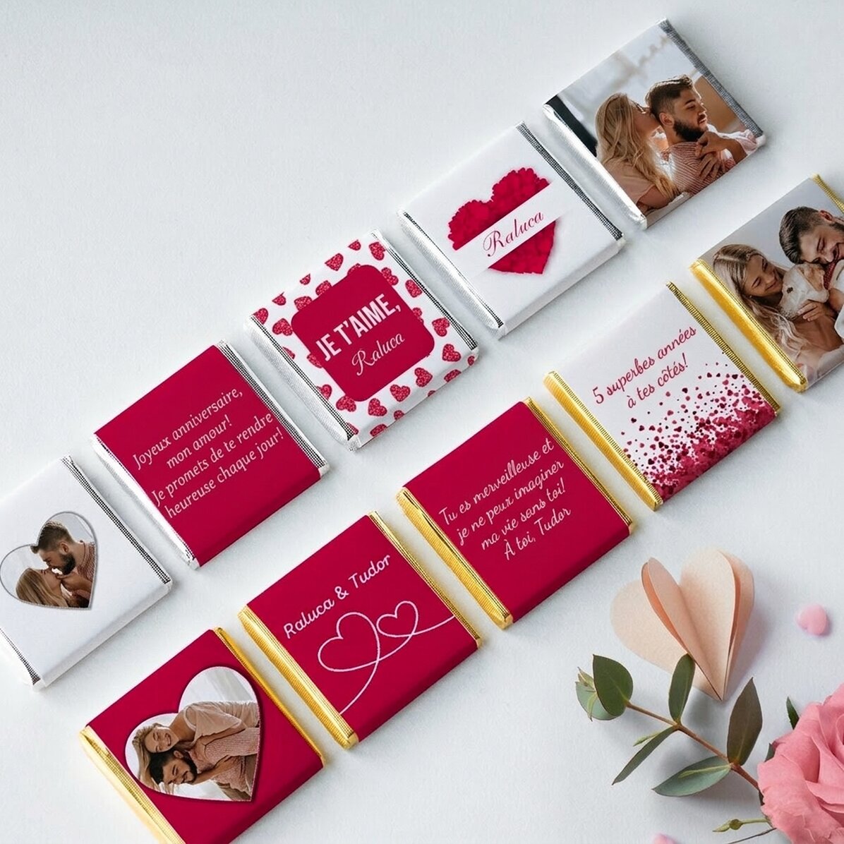 Lot de 10 mini-chocolats personnalisés - Je t