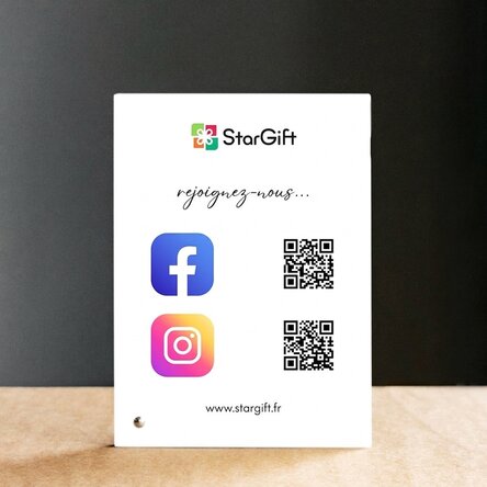 Cadre photo de bureau personnalisé avec texte et codes QR - Réseaux sociaux