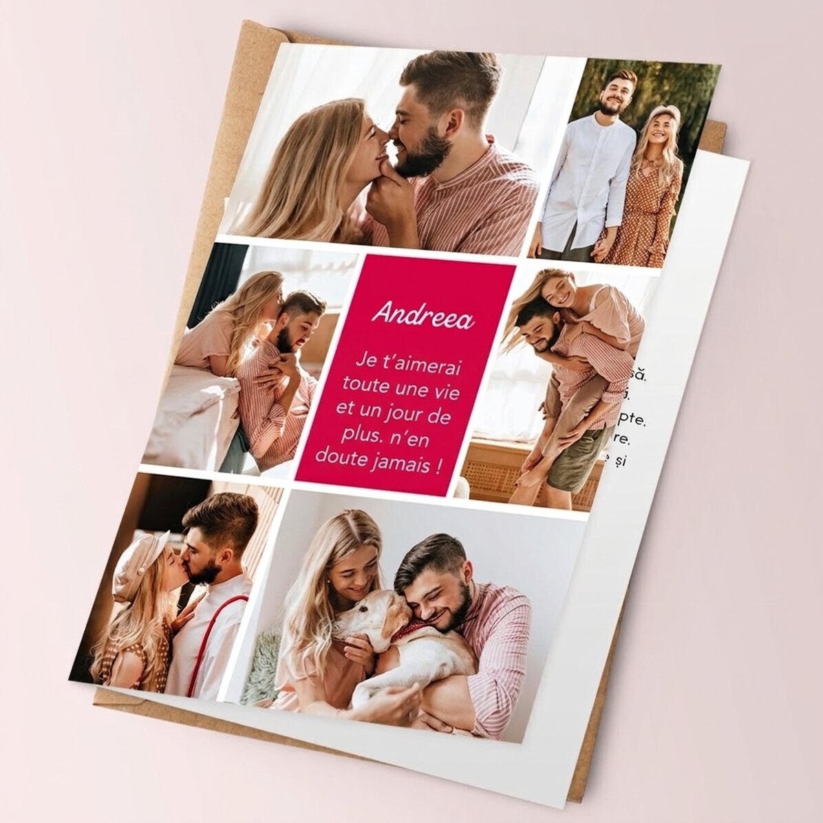 Carte de vœux personnalisée avec photos, message et code QR