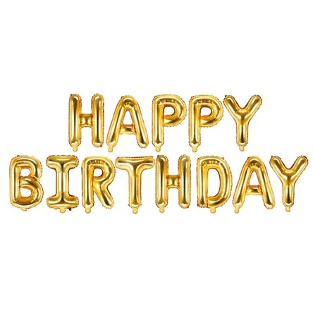 Lot de ballons - « Happy Birthday » dorés