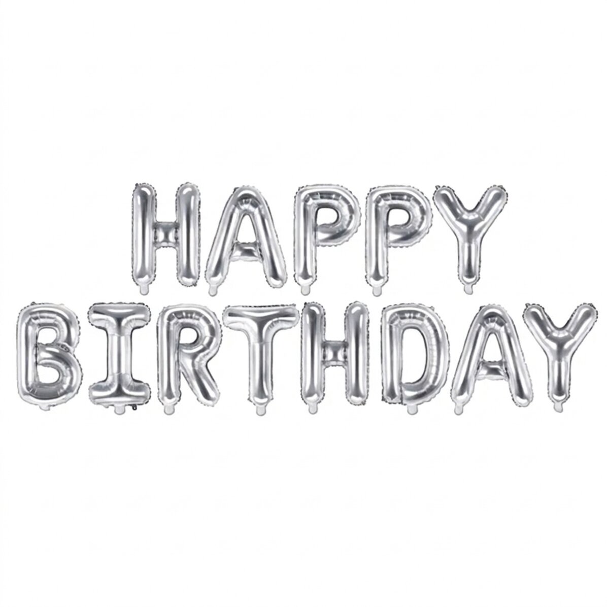 Lot de ballons - « Happy Birthday » argentés