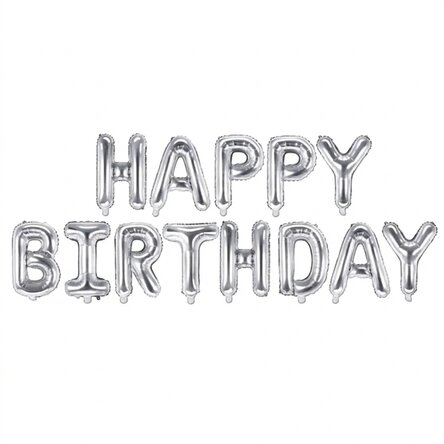Lot de ballons - « Happy Birthday » argentés