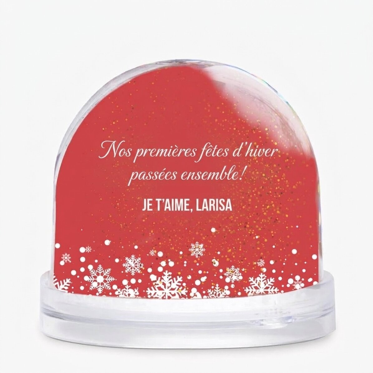 Boule de Noël de bureau personnalisée avec une photo et un message de Noël