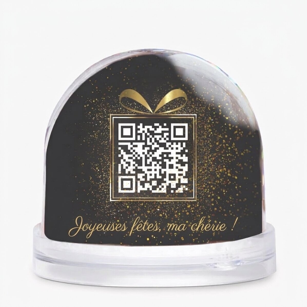 Globe de bureau personnalisé avec une photo, un message et un code QR