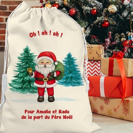 Sac cadeau personnalisé avec un message - De la part du Père Noël