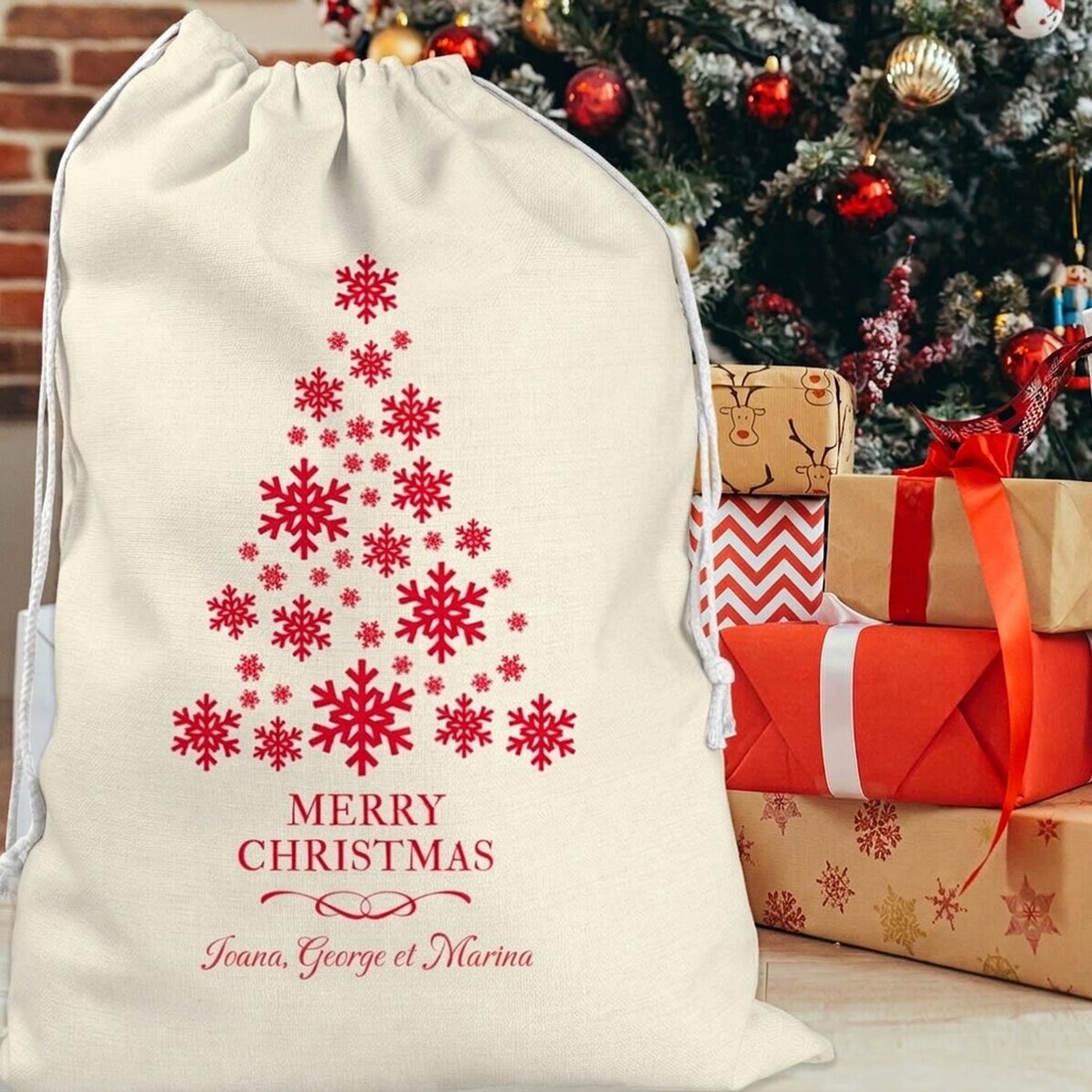Sac cadeau personnalisé avec inscription - Christmas Tree