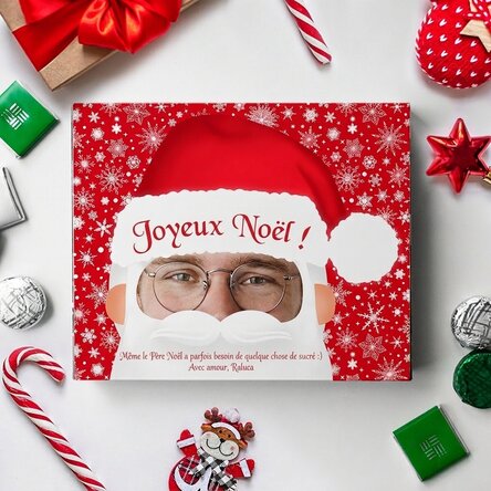 Boîte de bonbons personnalisée avec une photo et un texte - Père Noël