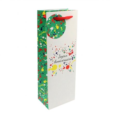 Sachet cadeau pour boissons – modèle « Happy Birthday splash »