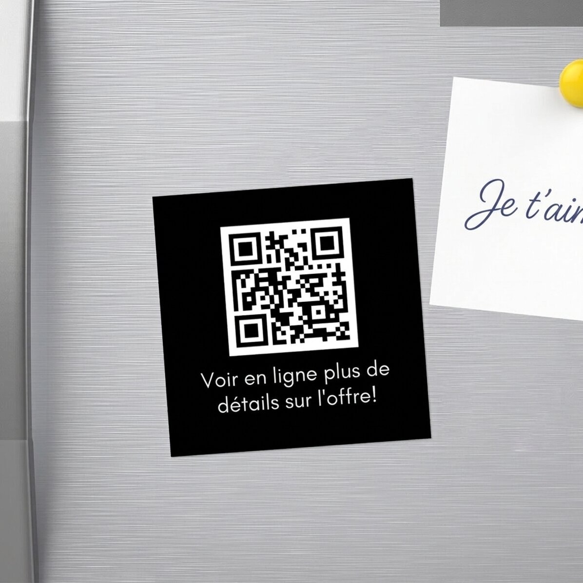 Aimant 10 x 10 personnalisé avec un texte et un code QR
