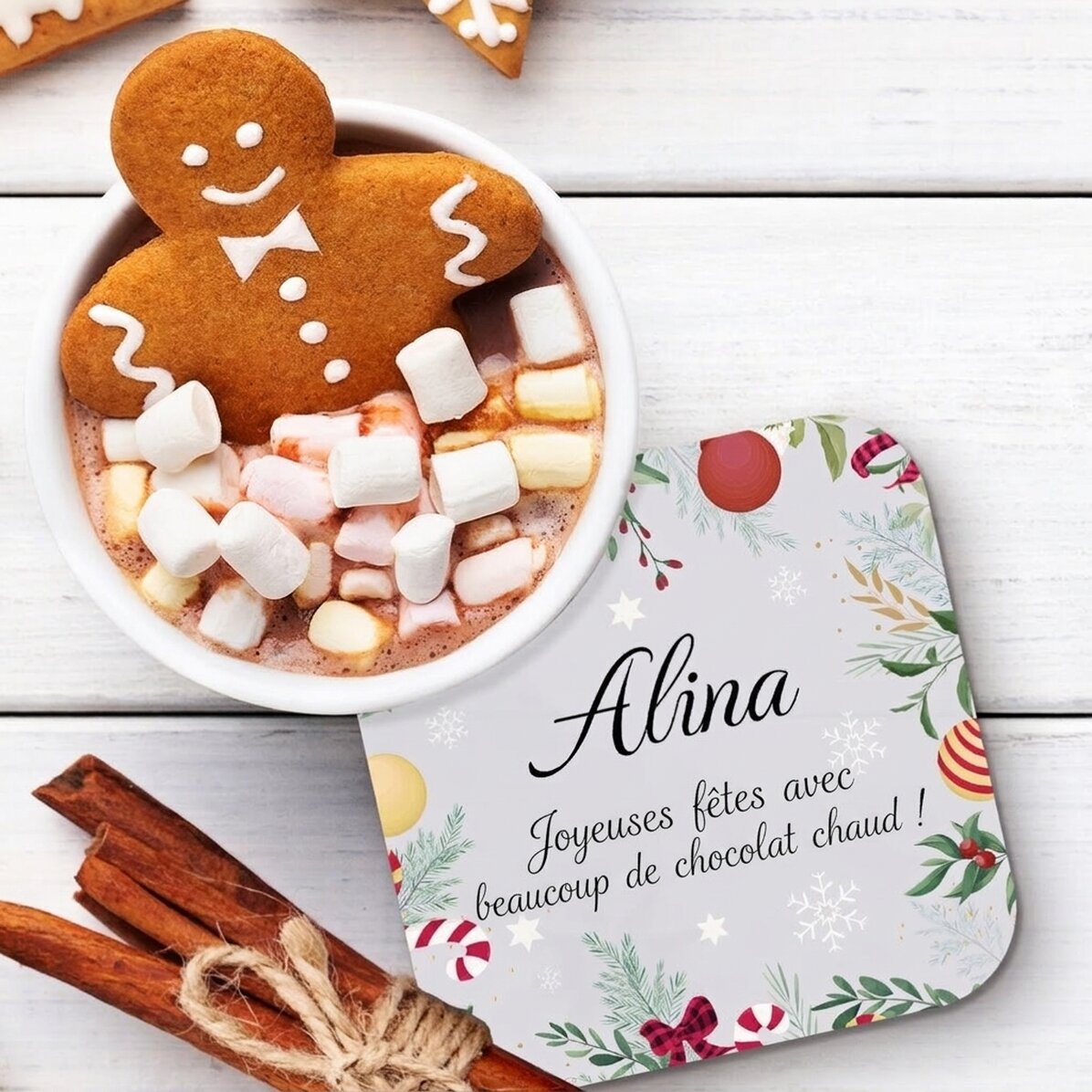 Porte-verre personnalisé avec inscription - Noël