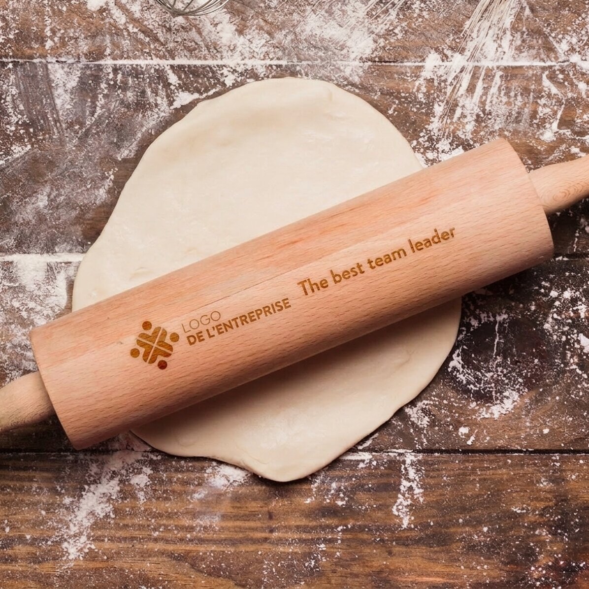 Tire-bouchon en bois personnalisé avec logo et message