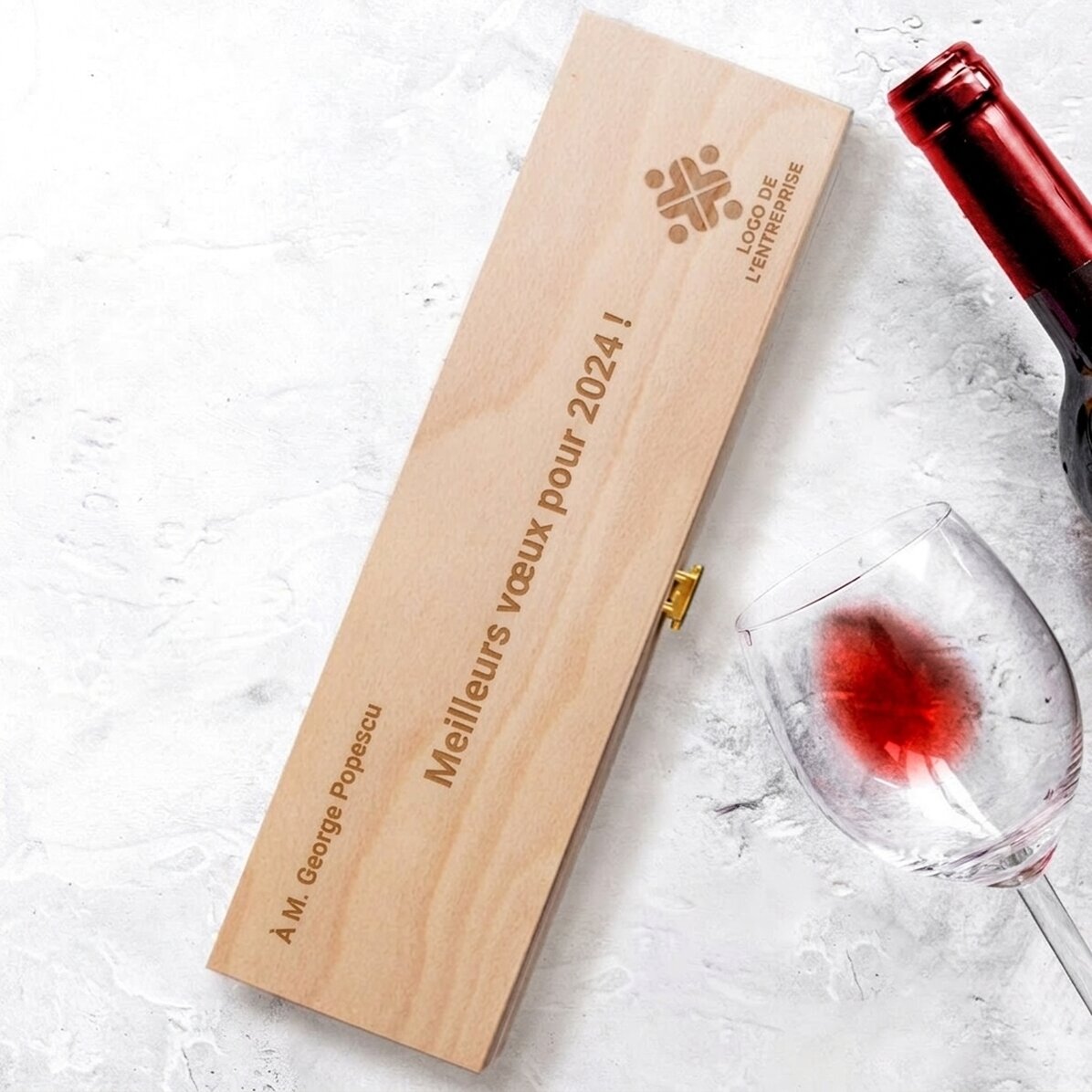 Coffret de vin personnalisé avec logo et message