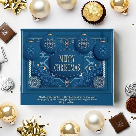 Boîte de bonbons personnalisée avec un message - Blue Christmas