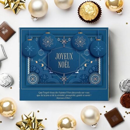 Boîte de bonbons personnalisée avec un message - Blue Christmas