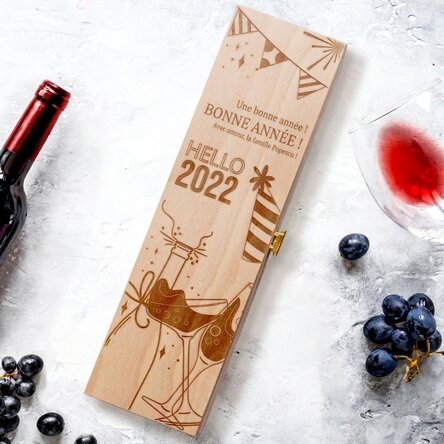 Caisse de vin personnalisée avec le message « Joyeux anniversaire ! »