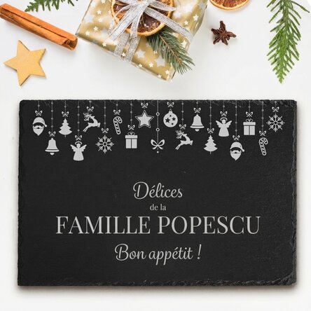 Plaque en ardoise gravée et personnalisée avec un texte - Les délices de la famille