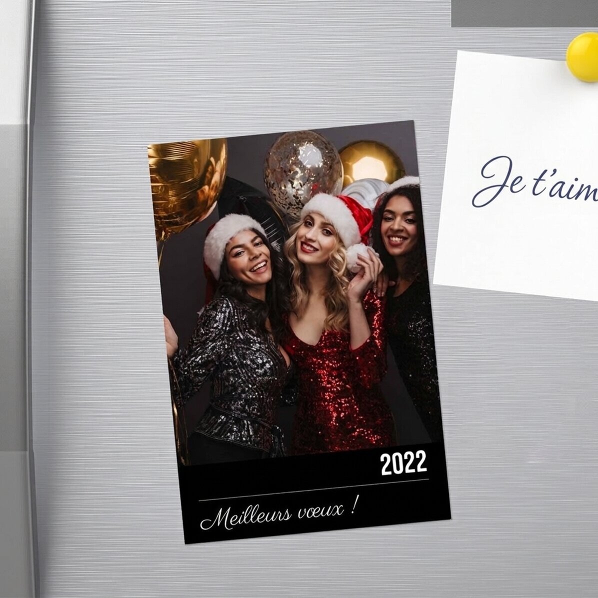 Aimant personnalisé de 10 x 15 cm avec un texte et une photo - Bonne année