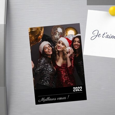 Aimant personnalisé de 10 x 15 cm avec un texte et une photo - Bonne année