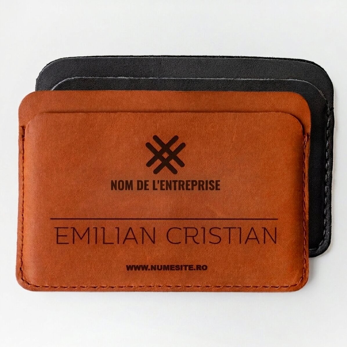 Portefeuille en cuir personnalisé avec logo et prénom