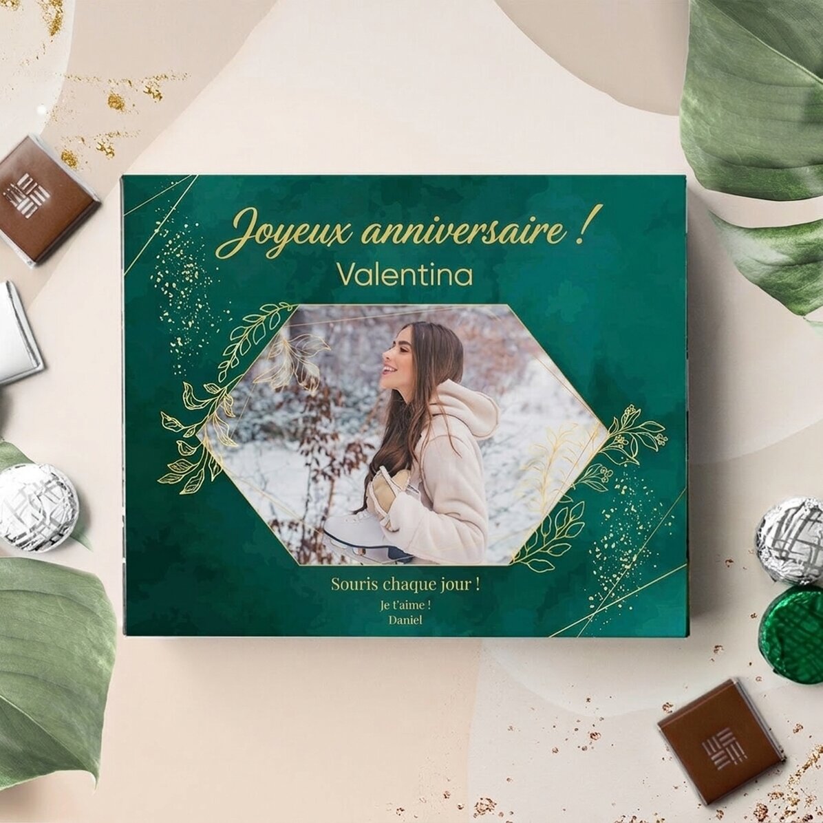Boîte de bonbons personnalisée avec photo et texte - Joyeux anniversaire !