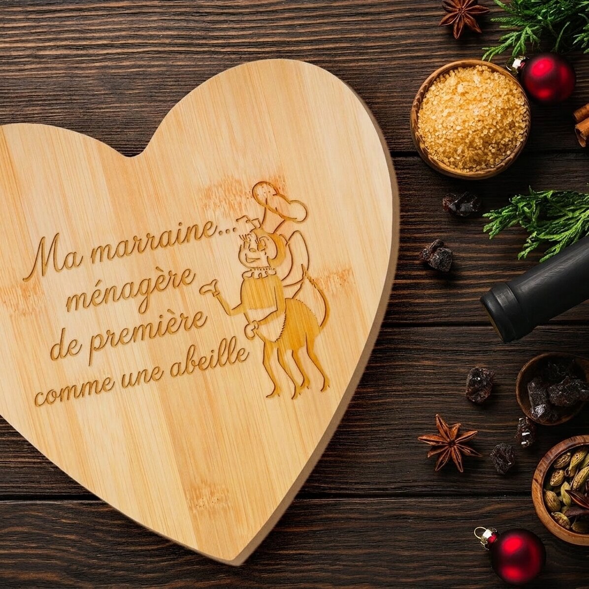 Planche à découper en forme de cœur personnalisé avec un message pour Nasa