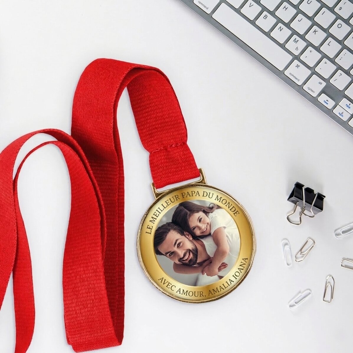 Médaille personnalisée avec une photo et un texte