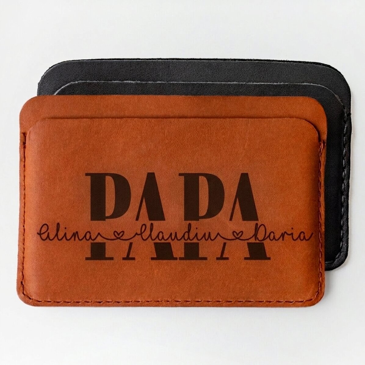 Portefeuille en cuir personnalisé avec le prénom des enfants - TATA