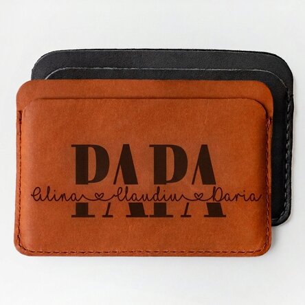Portefeuille en cuir personnalisé avec le prénom des enfants - TATA