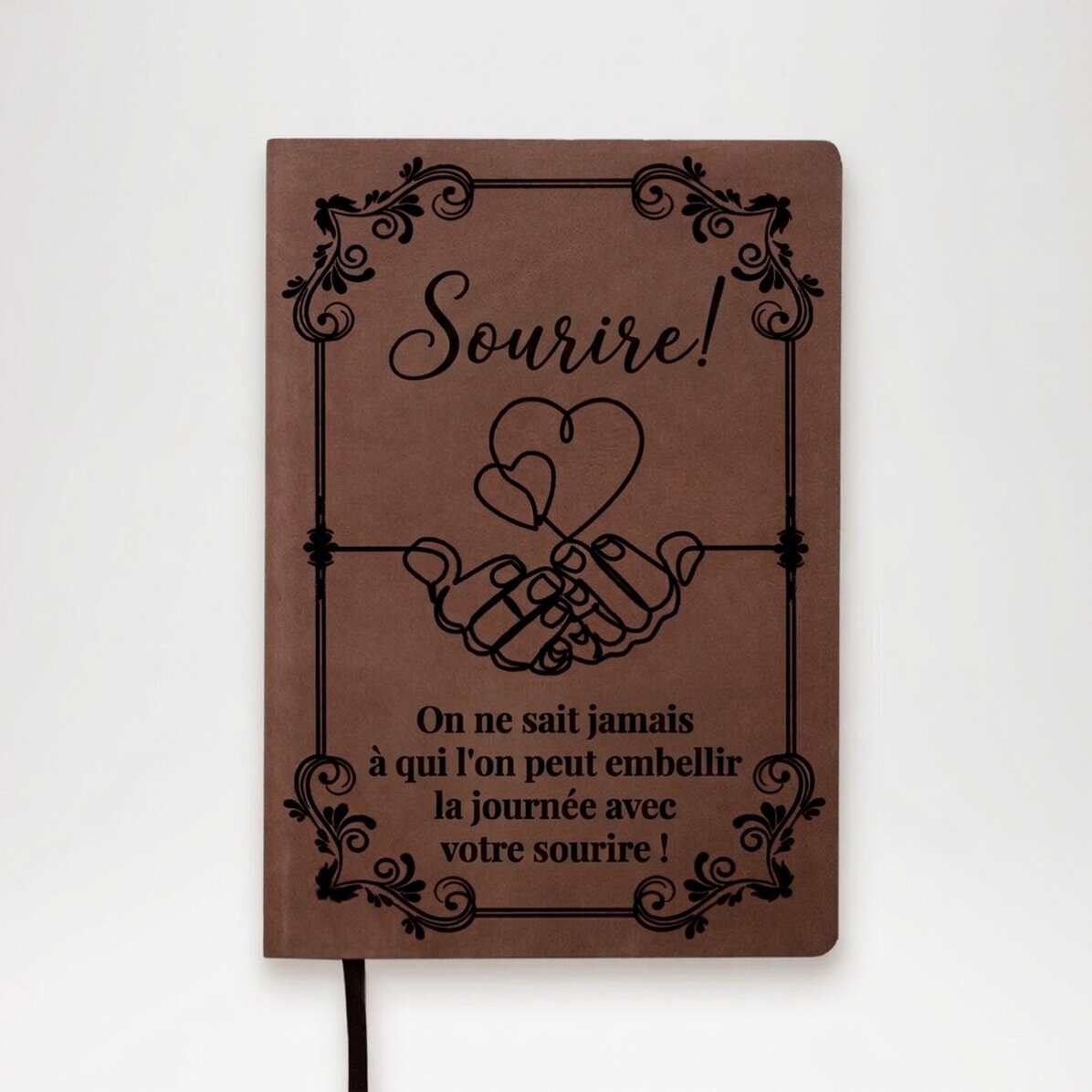 Agenda en cuir personnalisé avec un message - Souris
