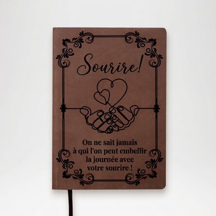 Agenda en cuir personnalisé avec un message - Souris