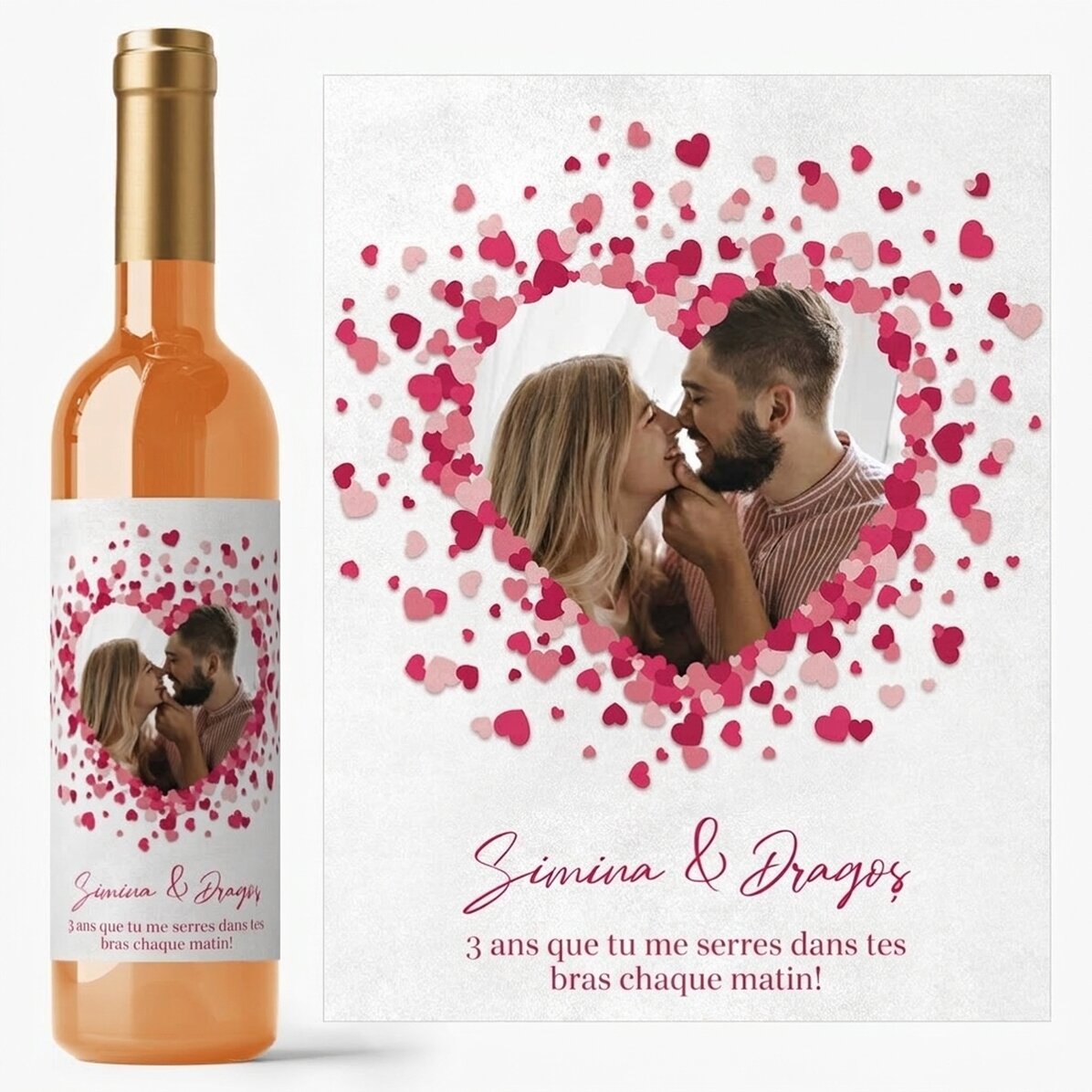 Vin personnalisé avec un message pour les couples - Love is in the air