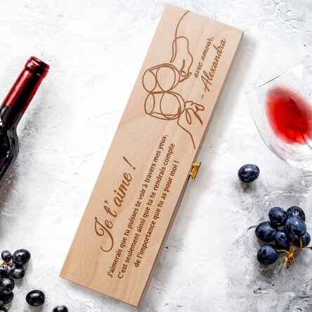 Coffret de vin personnalisé avec message et signature - Je t