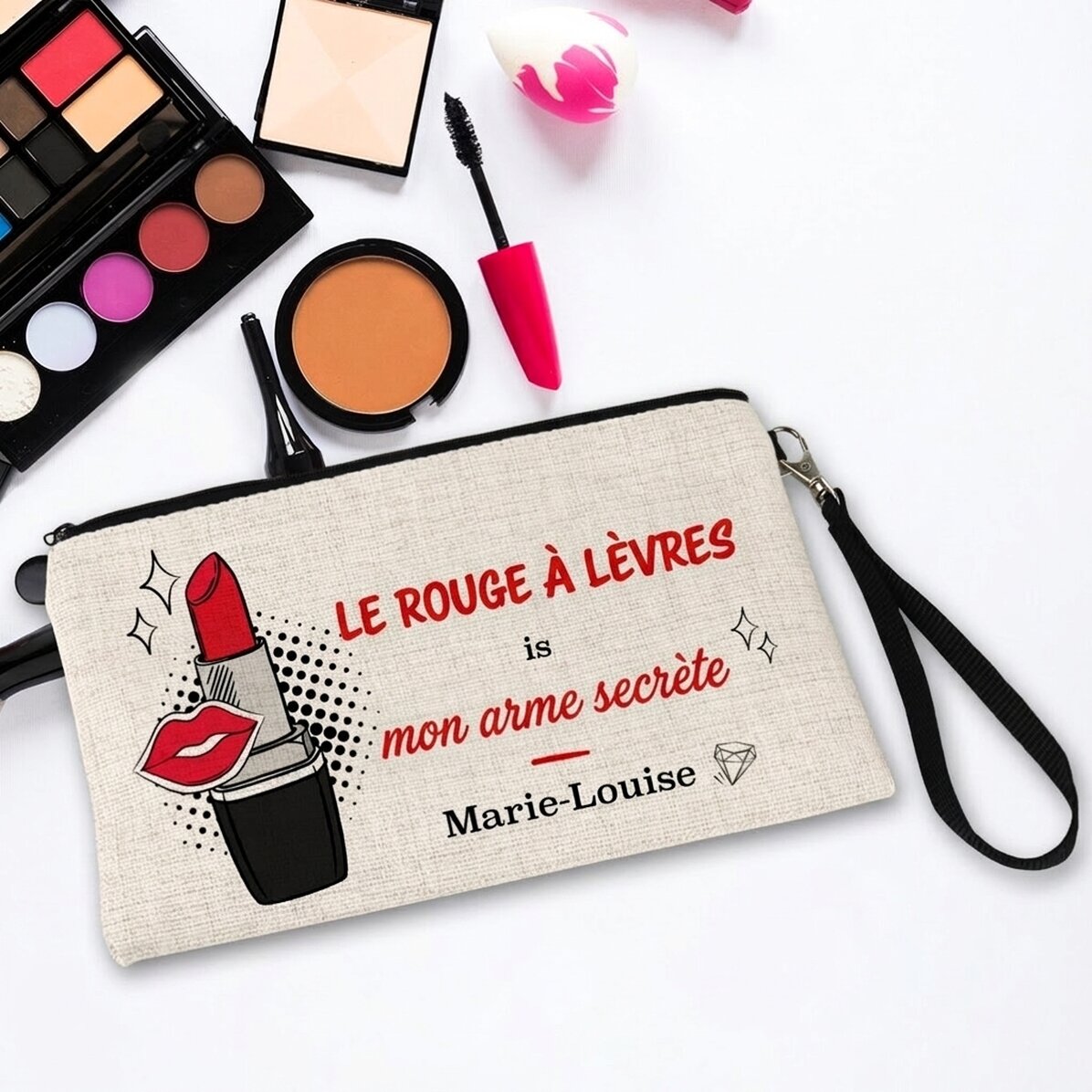 Trousse de maquillage personnalisée avec inscription - My secret weapon