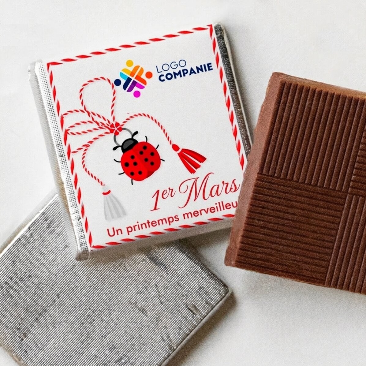 Mini-chocolat personnalisé avec logo et texte