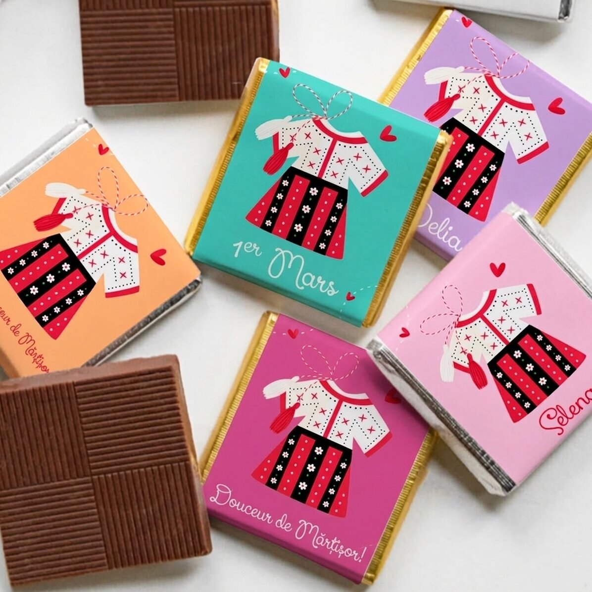 Mini-chocolat personnalisé avec un prénom - 1er mars