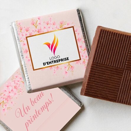 Mini-chocolat personnalisé avec logo et message - Printemps