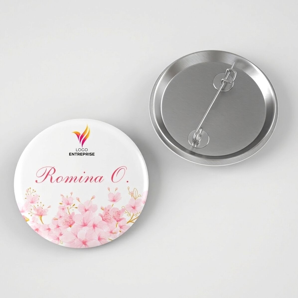 Badge personnalisé avec logo et nom - Flowers