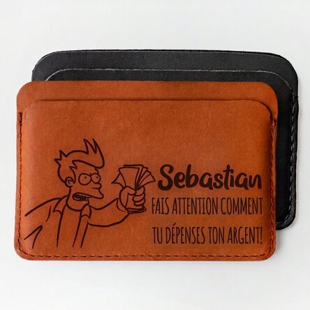 Portefeuille en cuir personnalisé avec un message et un prénom - L'argent