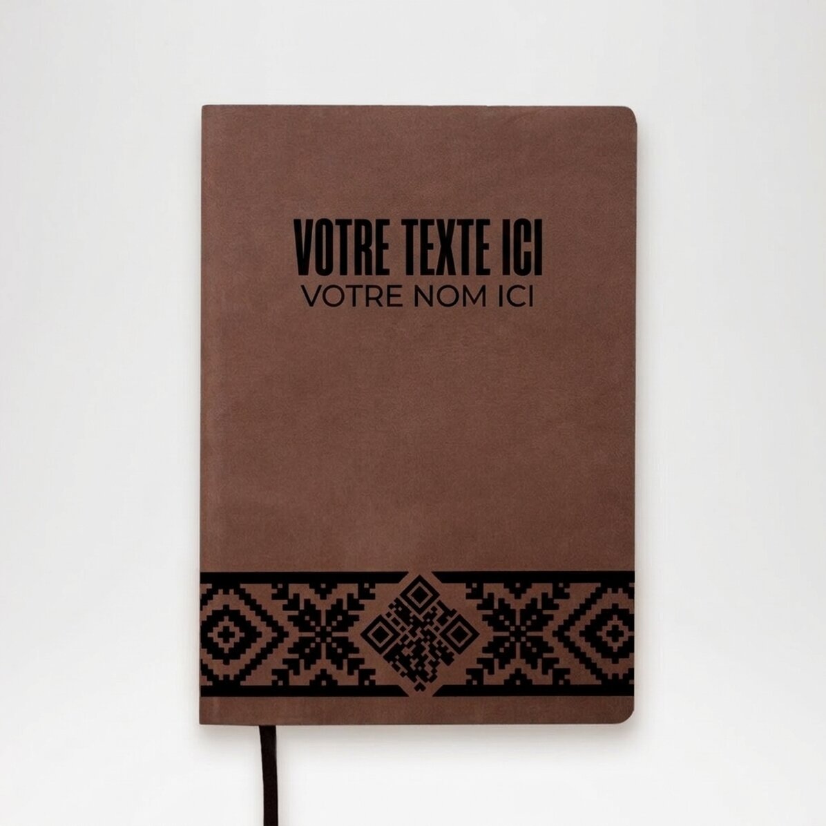 Agenda en cuir personnalisé avec nom et code QR - Traditionnel