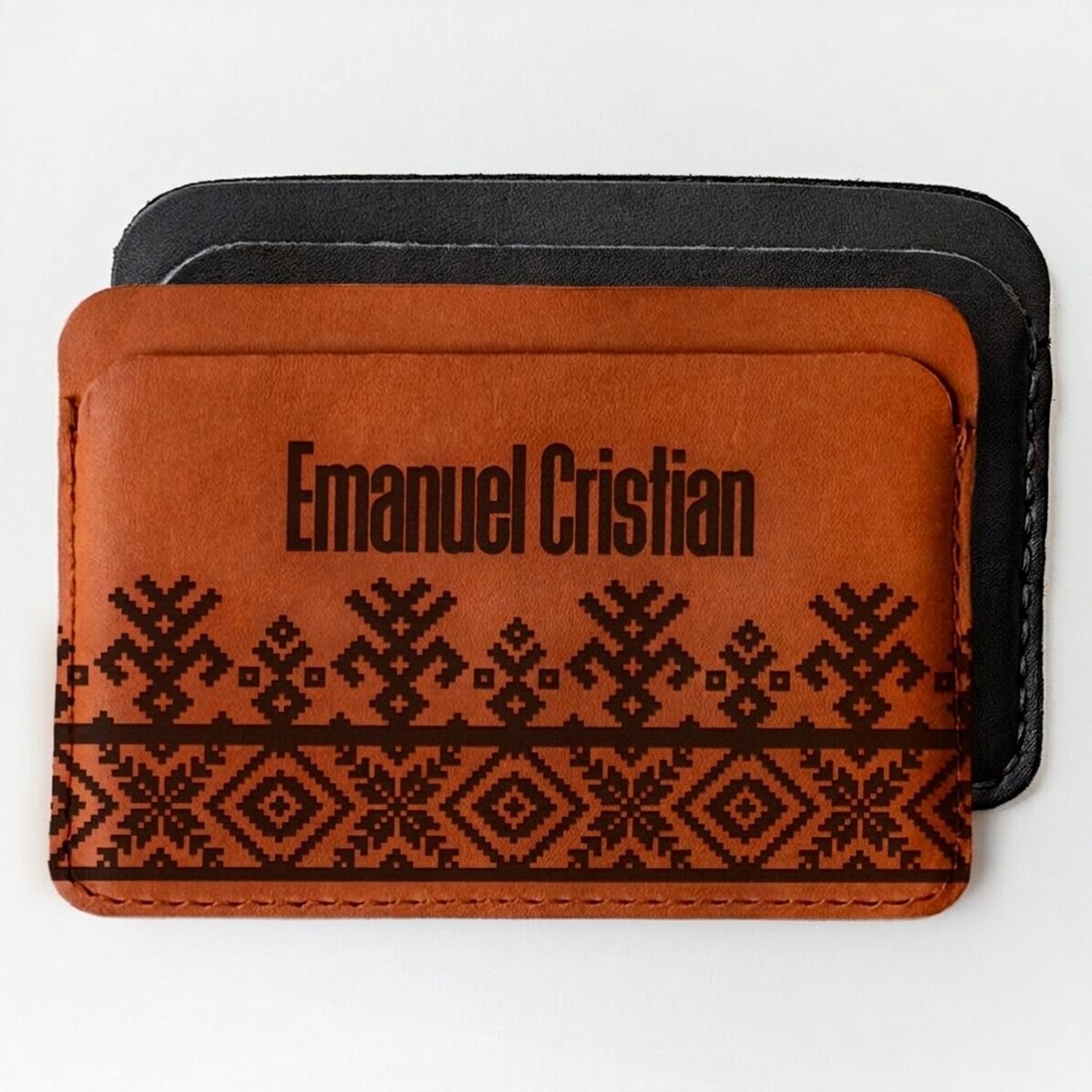 Portefeuille en cuir personnalisé avec prénom - Modèle traditionnel