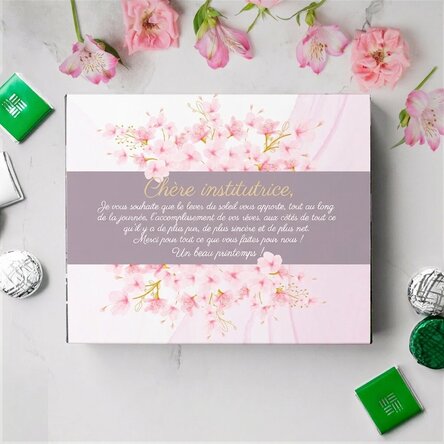 Boîte de bonbons personnalisée avec le message « Un beau printemps ! »