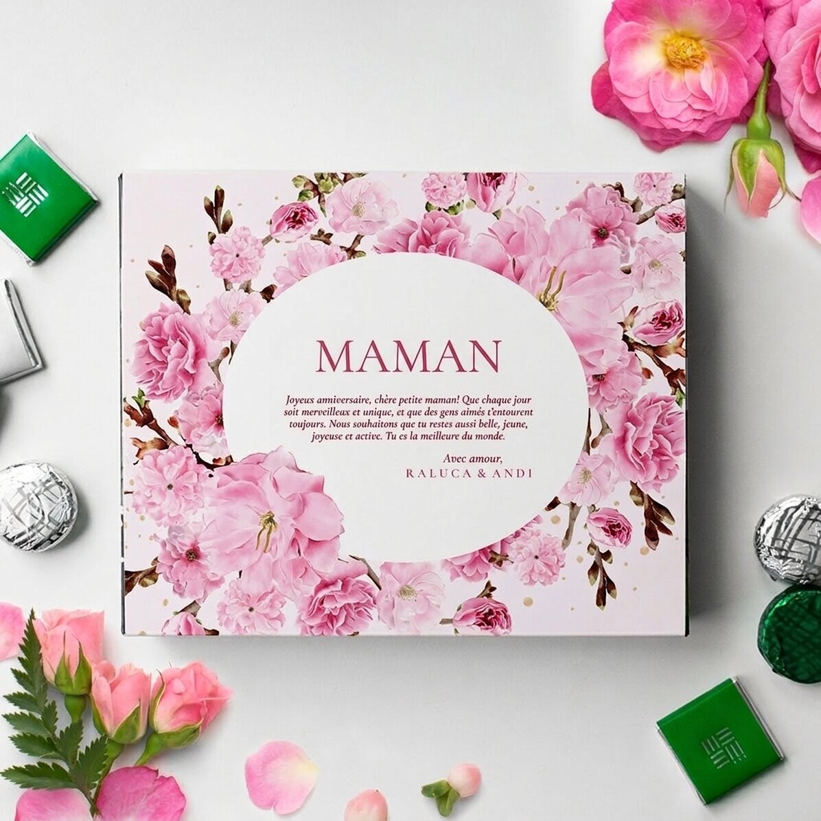 Boîte de bonbons personnalisée avec un message pour maman