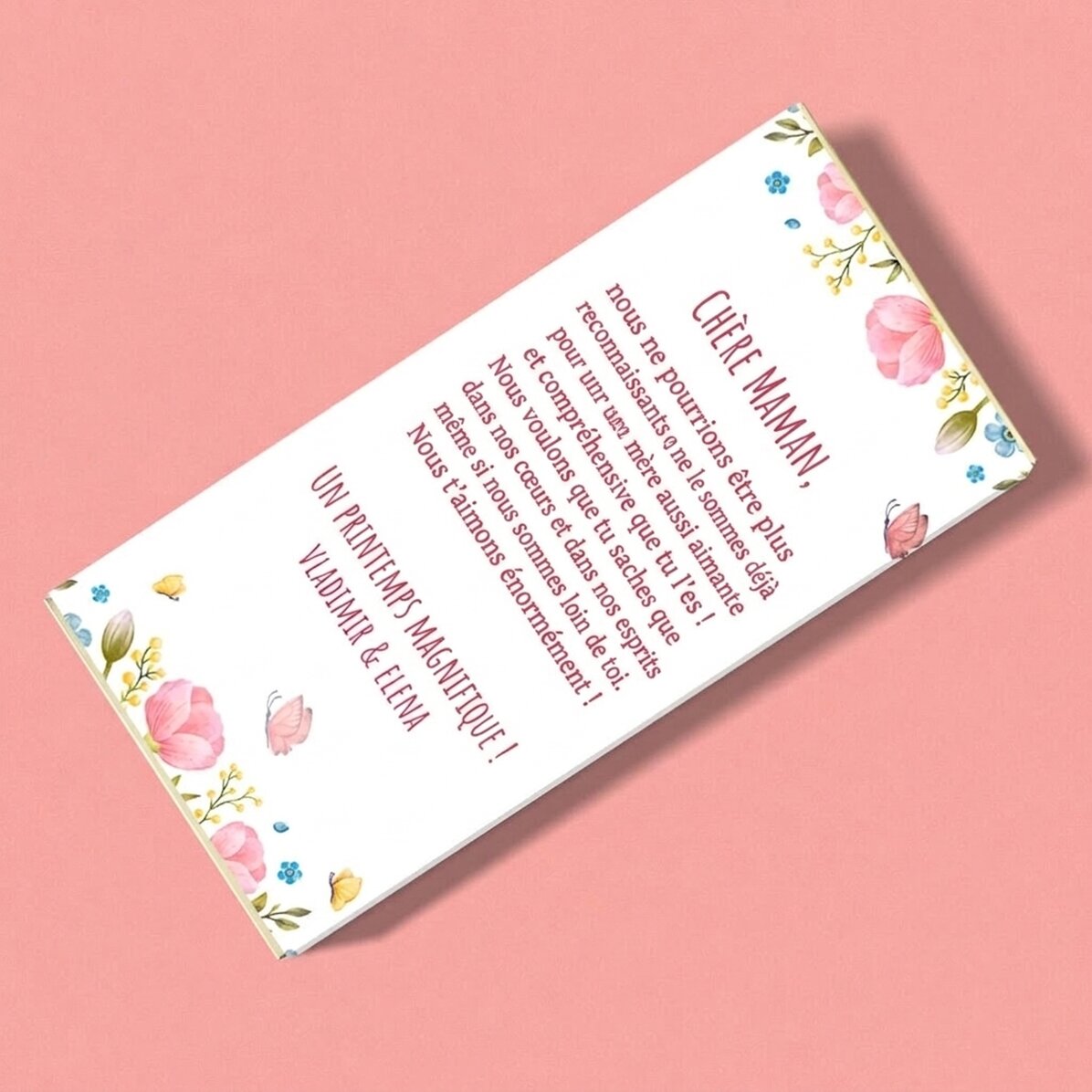 Chocolat personnalisé avec un message pour maman