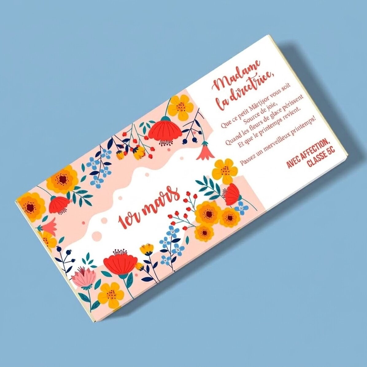 Chocolat personnalisé avec un message - 1er mars