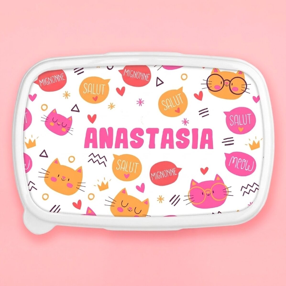 Boîte à repas, barquette personnalisée avec prénom - Hello cuties