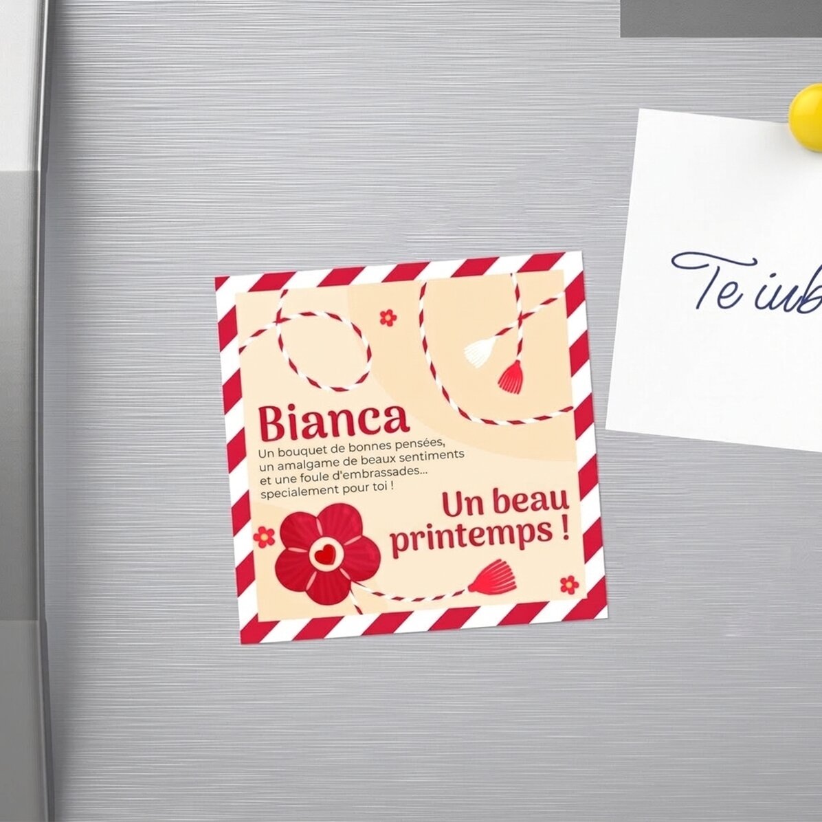 Aimant 10 x 10 personnalisé avec un nom et un message