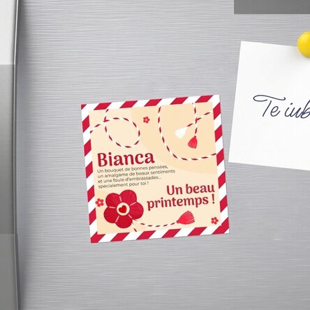 Aimant 10 x 10 personnalisé avec un nom et un message
